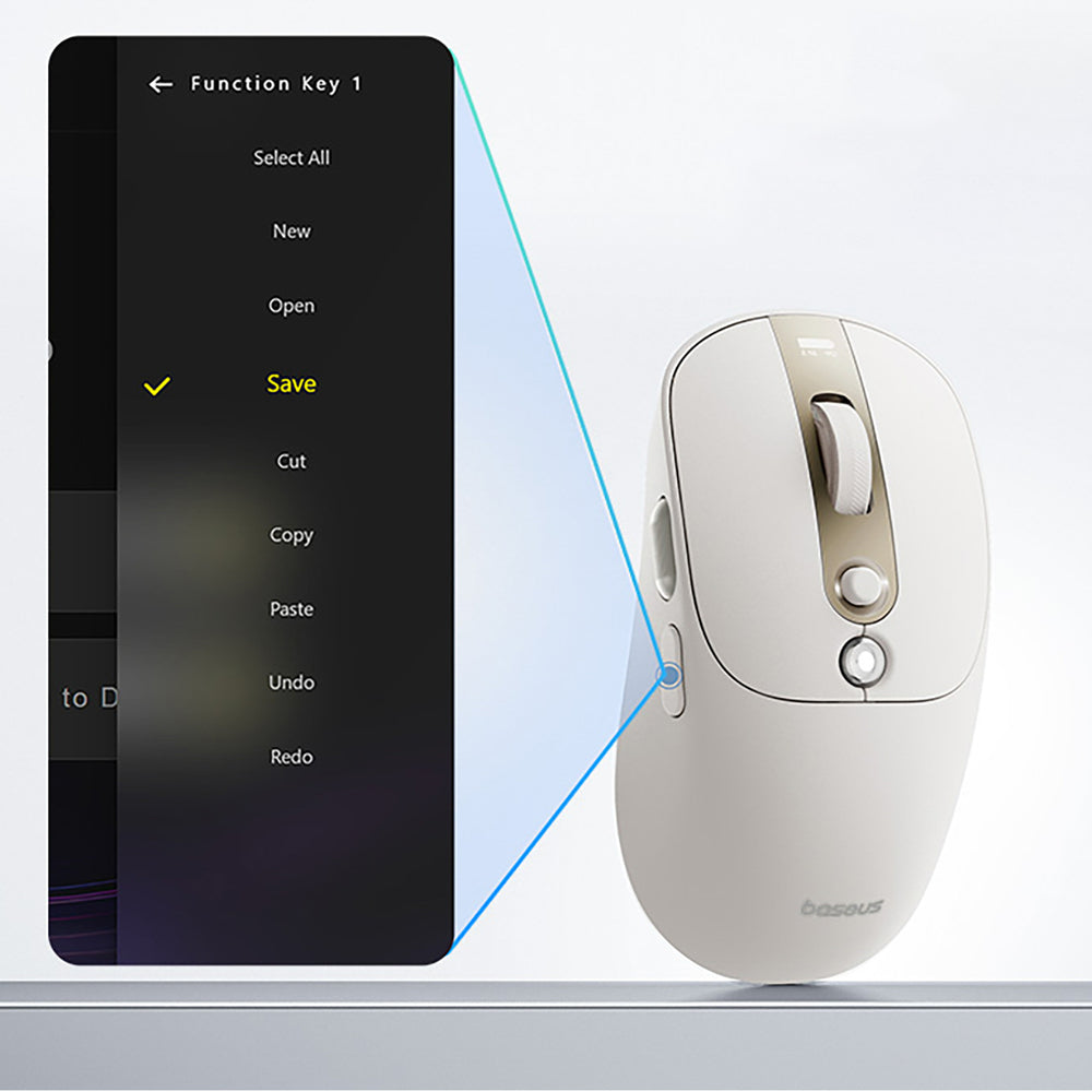 Baseus Editor Wireless Computer Mouse with 800mAh Battery and Battery Status Indicator - White