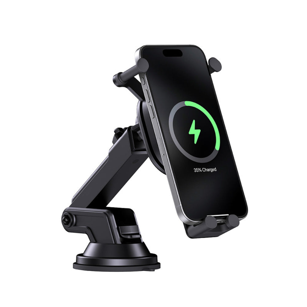 Baseus Stable Car Holder with 15W Inductive Charger, Gravity, and Suction Cup - Black