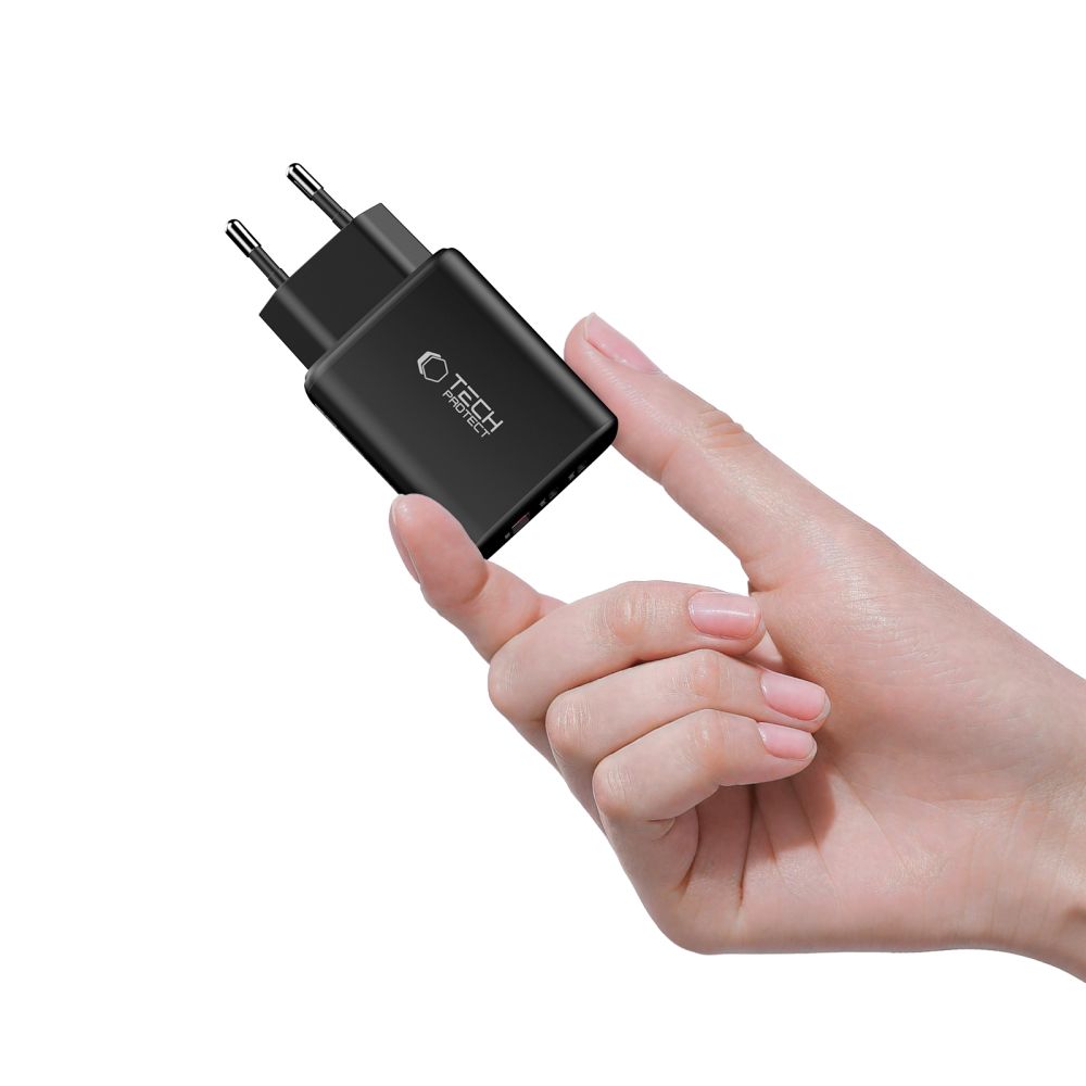 Tech-Protect NCA65W-GAN 3-Port 65W Wall Charger - sort