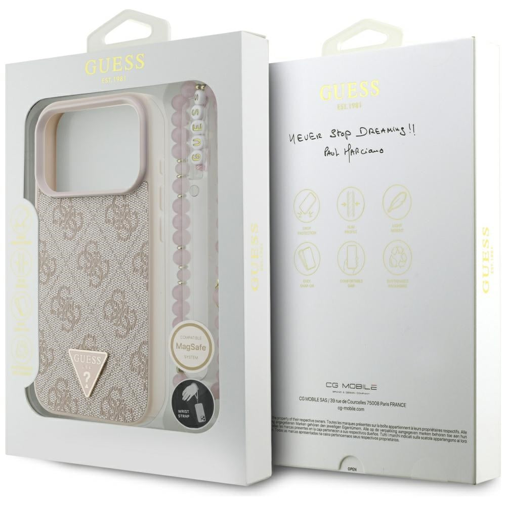 Guess 4G Strap Triangle Logo MagSafe Case til iPhone 17 Pro - Pink
