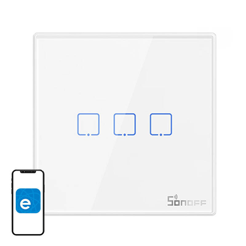 Smart Wireless Wall Switch Sonoff T2EU3C-RF 433MHz (3-kanal)