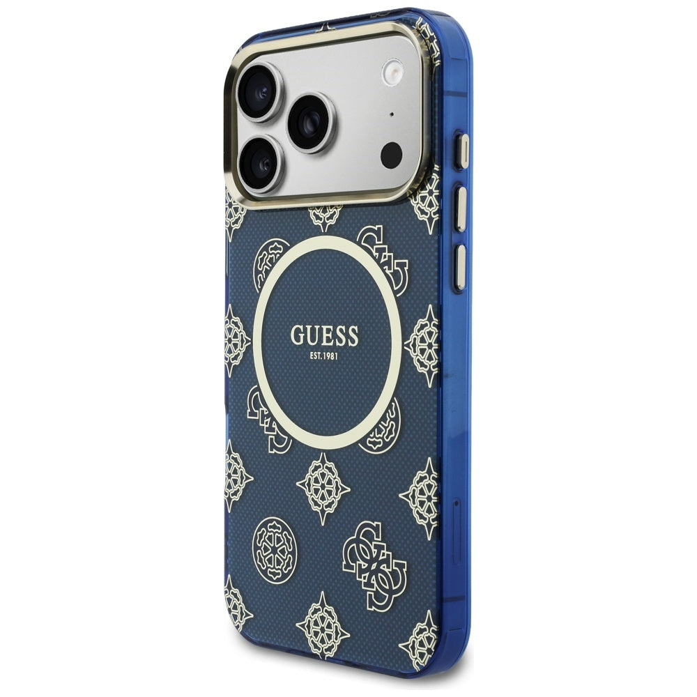 Guess IML Peony Dot MagSafe Case til iPhone 17 Pro Max - Blå