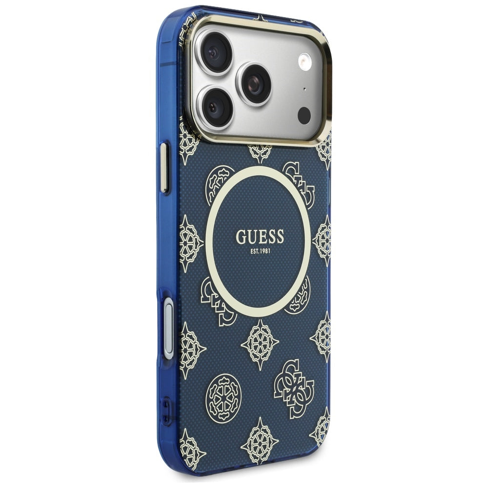 Guess IML Peony Dot MagSafe Case til iPhone 17 Pro Max - Blå