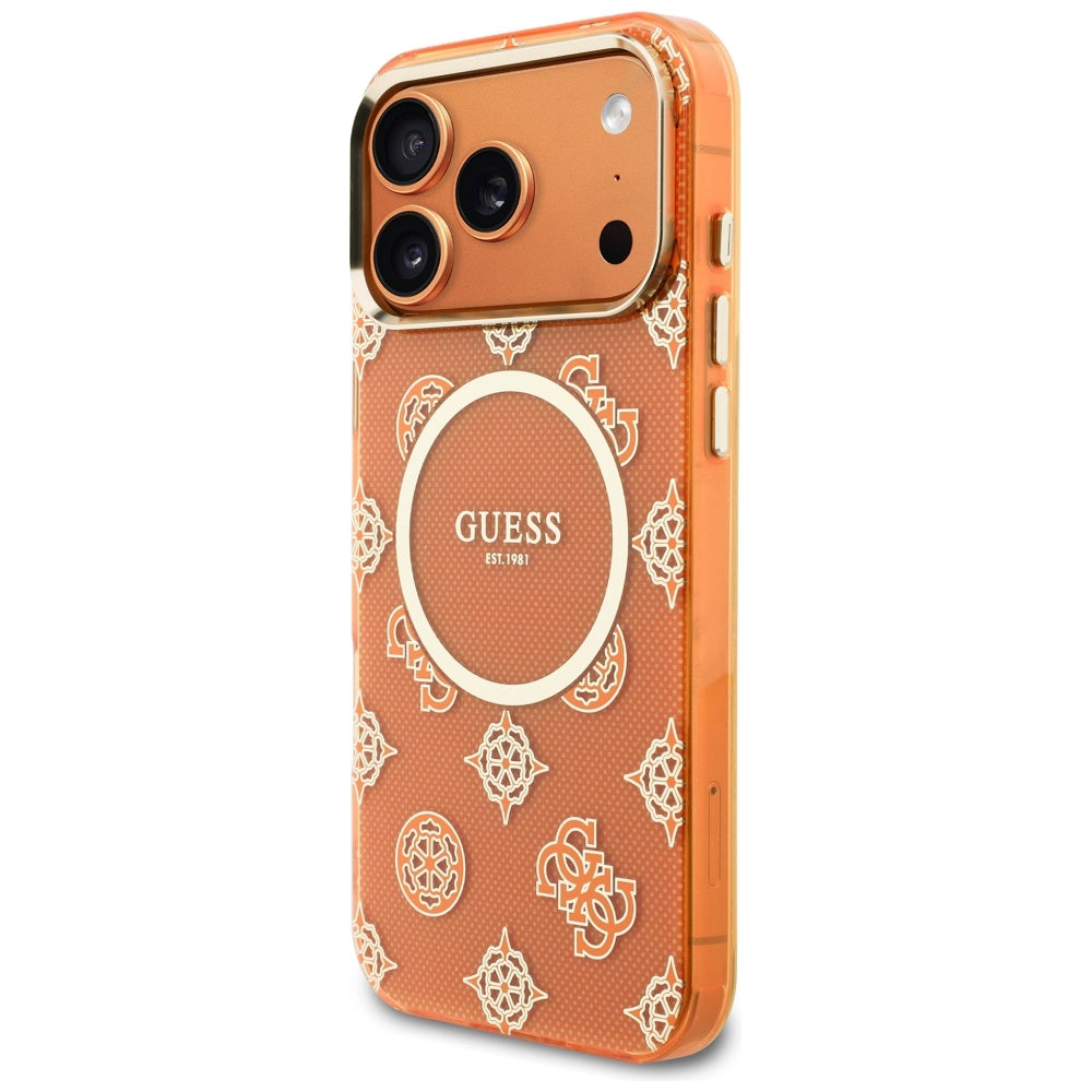 Guess IML Peony Dot MagSafe Case til iPhone 17 Pro Max - Orange