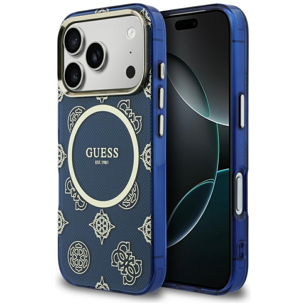 Guess IML Peony Dot MagSafe Case til iPhone 17 Pro - Blå