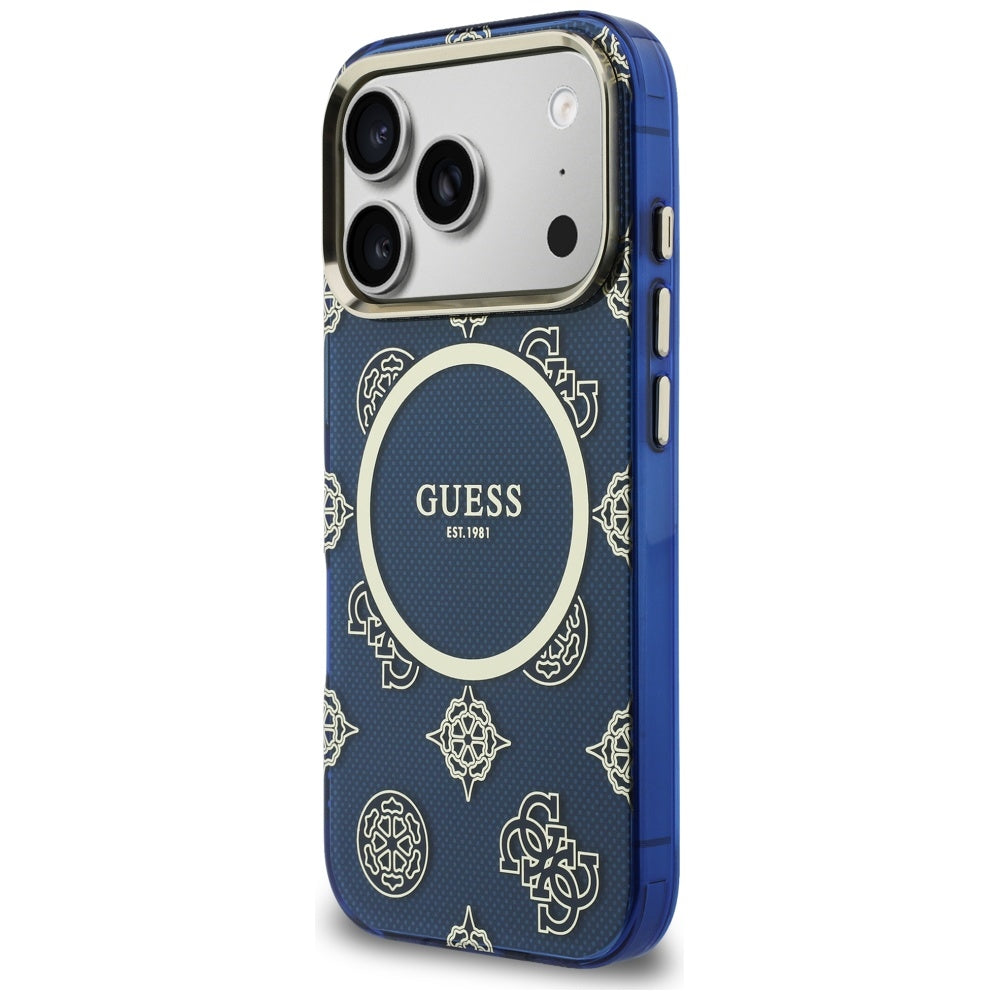 Guess IML Peony Dot MagSafe Case til iPhone 17 Pro - Blå