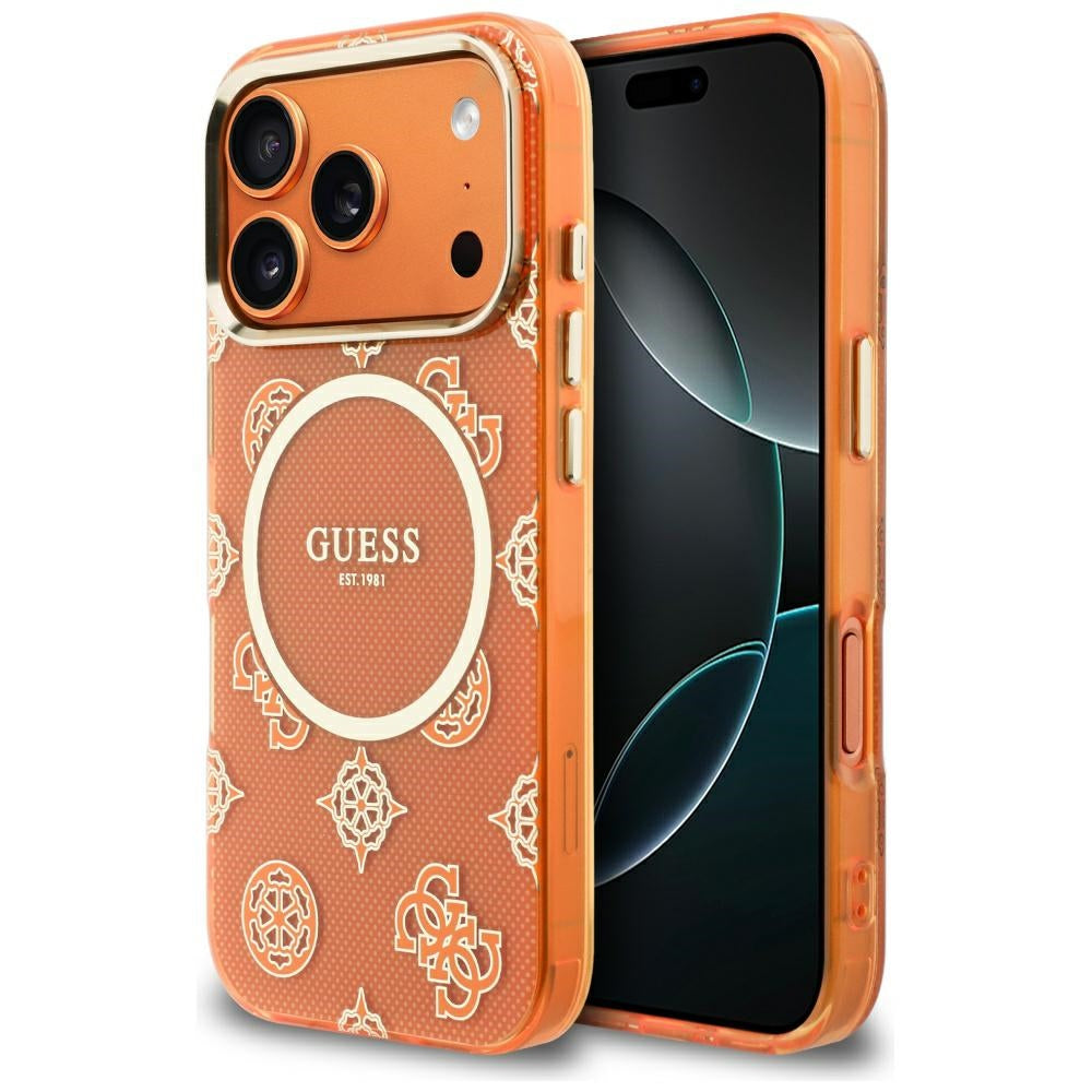 Guess IML Peony Dot MagSafe Case til iPhone 17 Pro - Orange