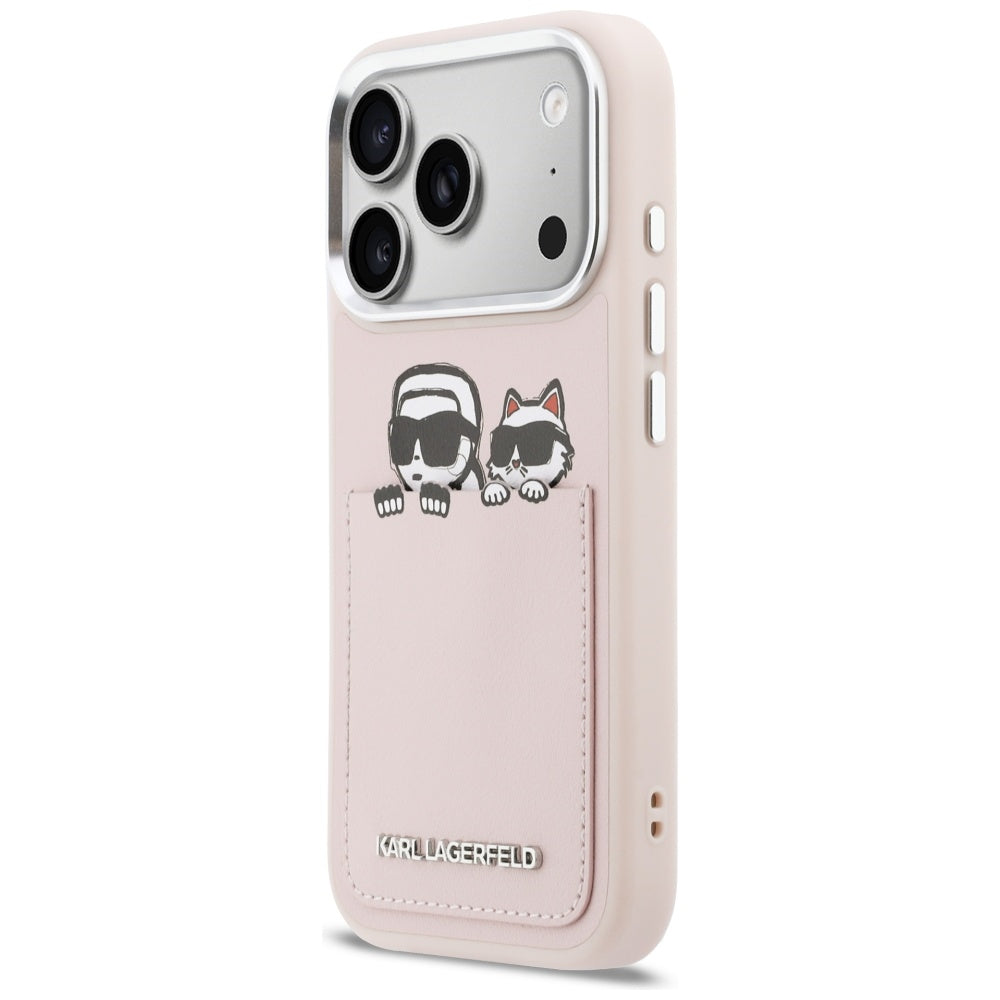 Karl Lagerfeld Karl & Choupette Print & Pocket Case til iPhone 17 Pro Max - Pink