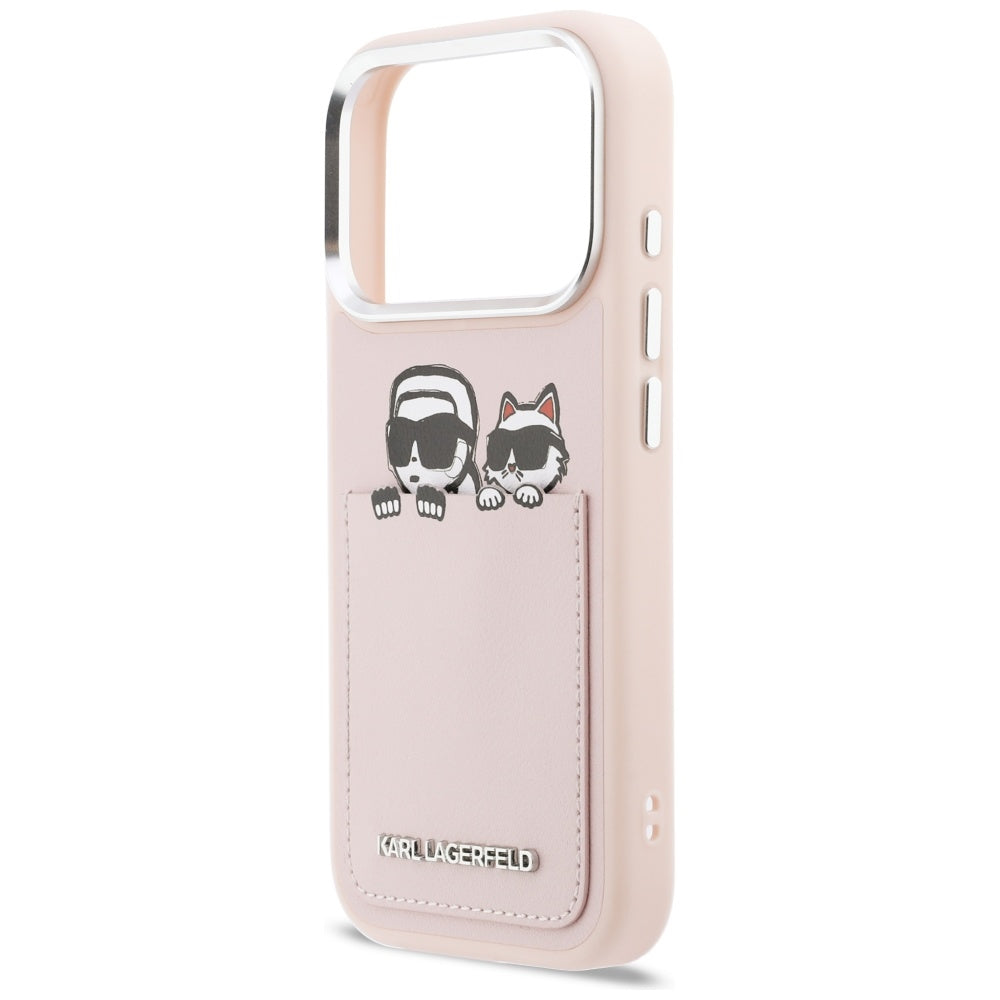 Karl Lagerfeld Karl & Choupette Print & Pocket Case til iPhone 17 Pro Max - Pink
