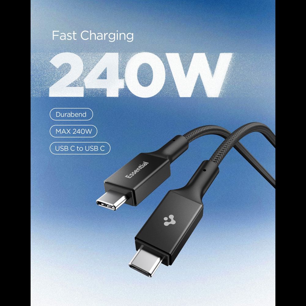 Spigen Essential EB24015CC USB-C / USB-C 240W 150cm Kabel - sort