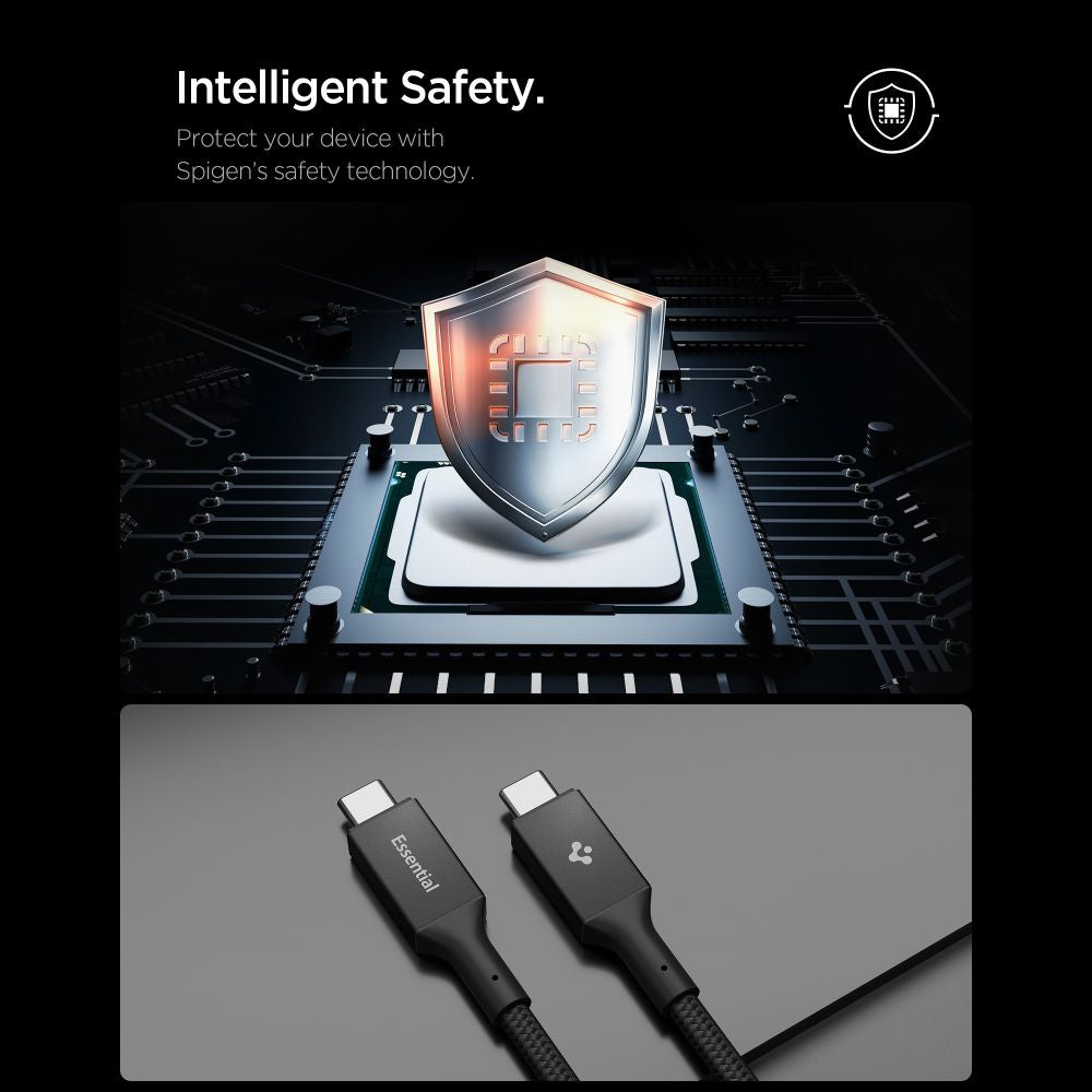 Spigen Essential EB10015CC USB-C / USB-C 100W 150cm Kabel - sort