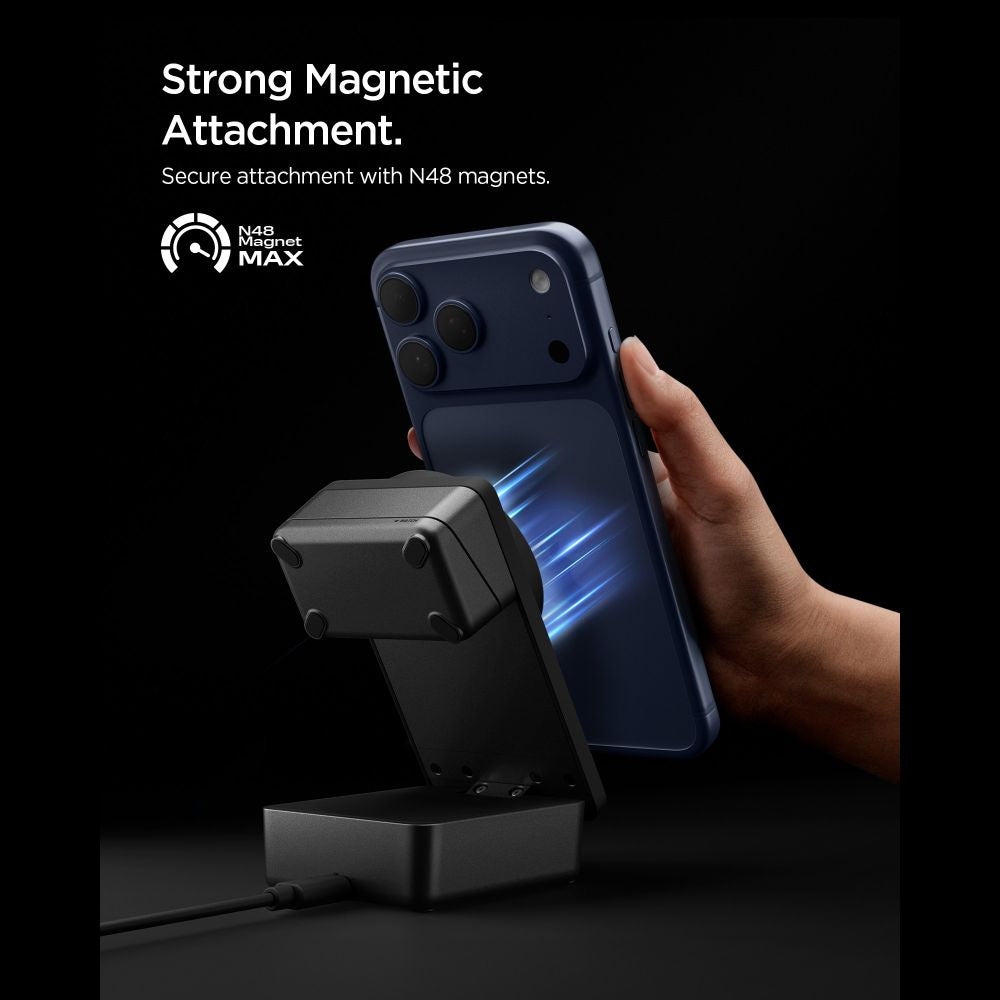 Spigen Essential Qi2.2 25W 3in1 MagSafe magnetisk trådløs oplader - sort
