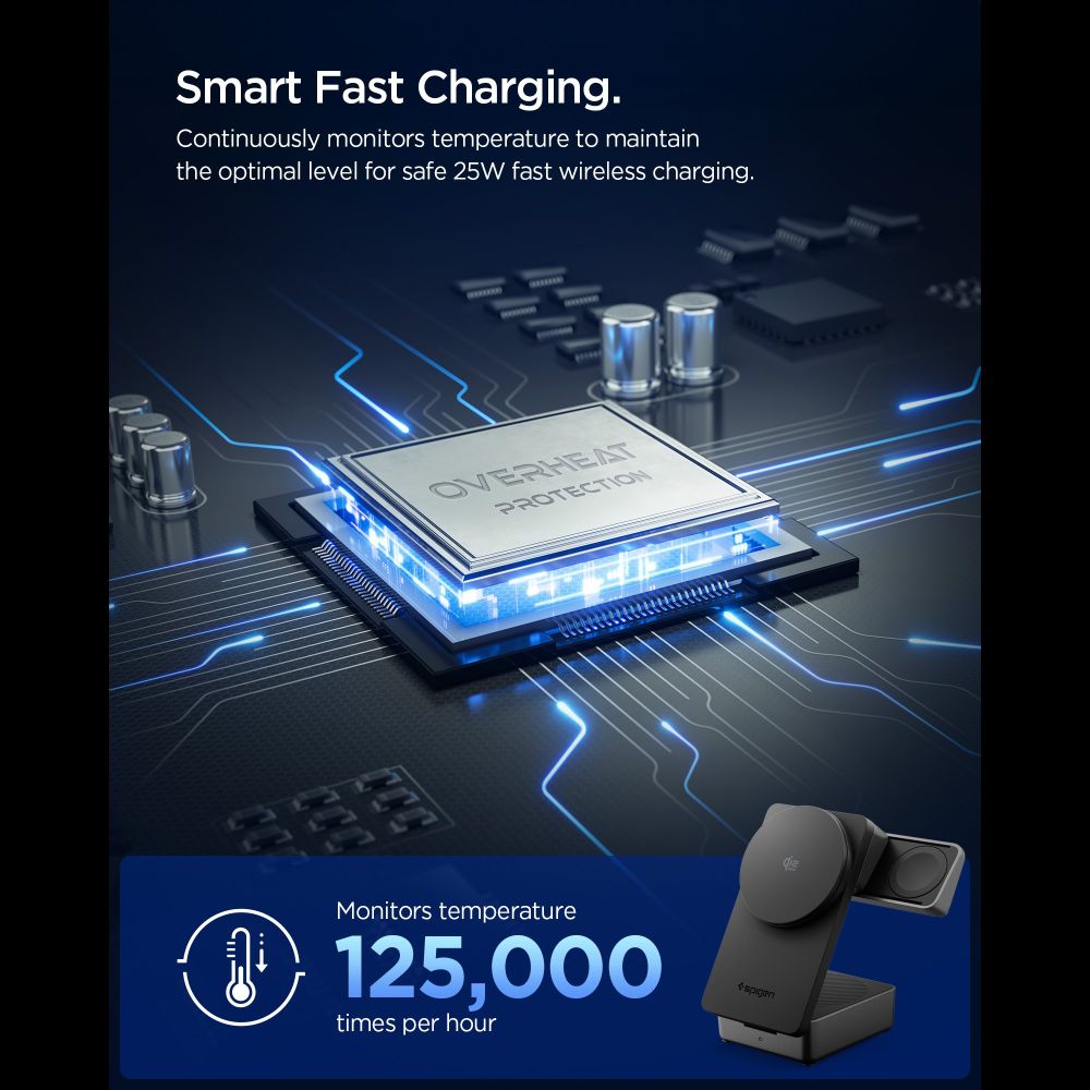 Spigen Essential Qi2.2 25W 3in1 MagSafe magnetisk trådløs oplader - sort