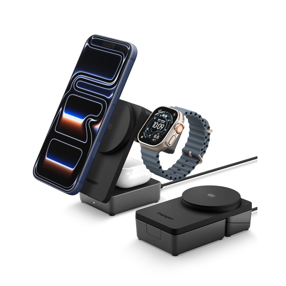 Spigen Essential Qi2.2 25W 3in1 MagSafe magnetisk trådløs oplader - sort