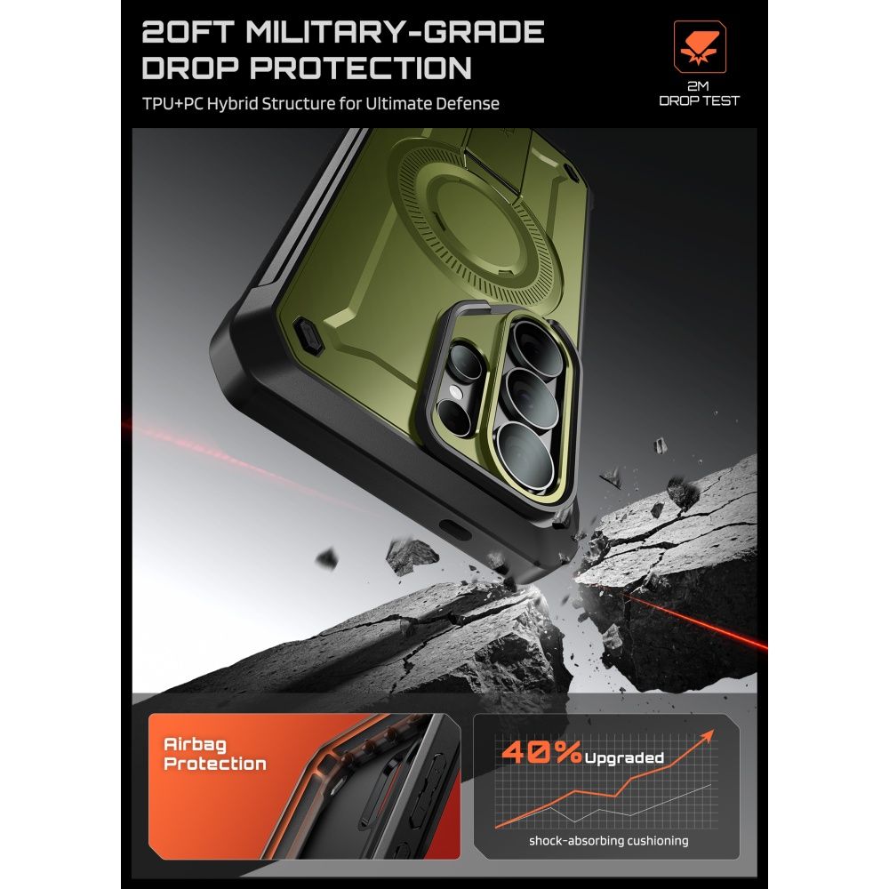 Supcase Unicorn Beetle Pro Mag MagSafe 2-Set Case til Samsung Galaxy S26 Ultra - Grøn og sort