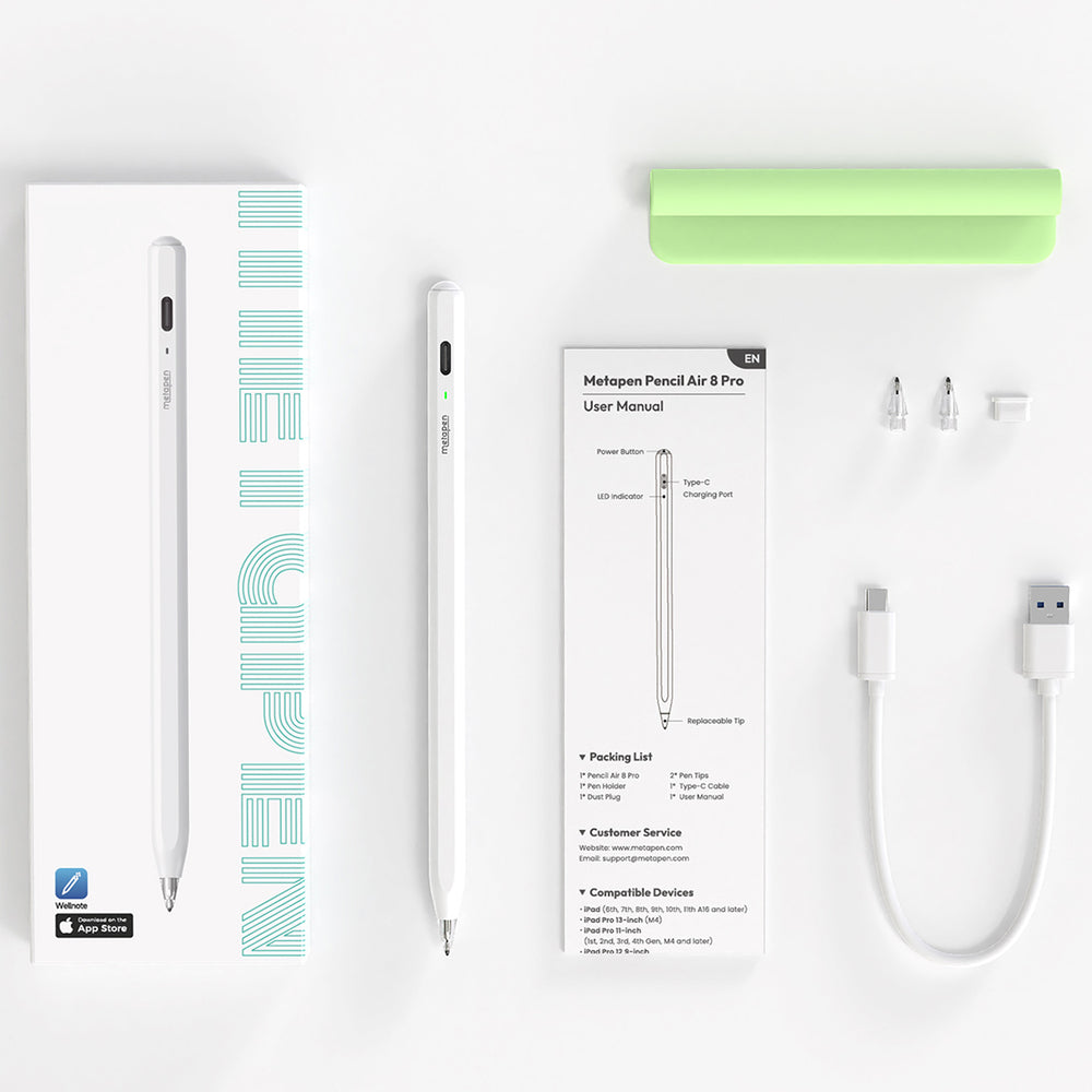 Metapen Pencil Air8 Pro til iPad - hvid