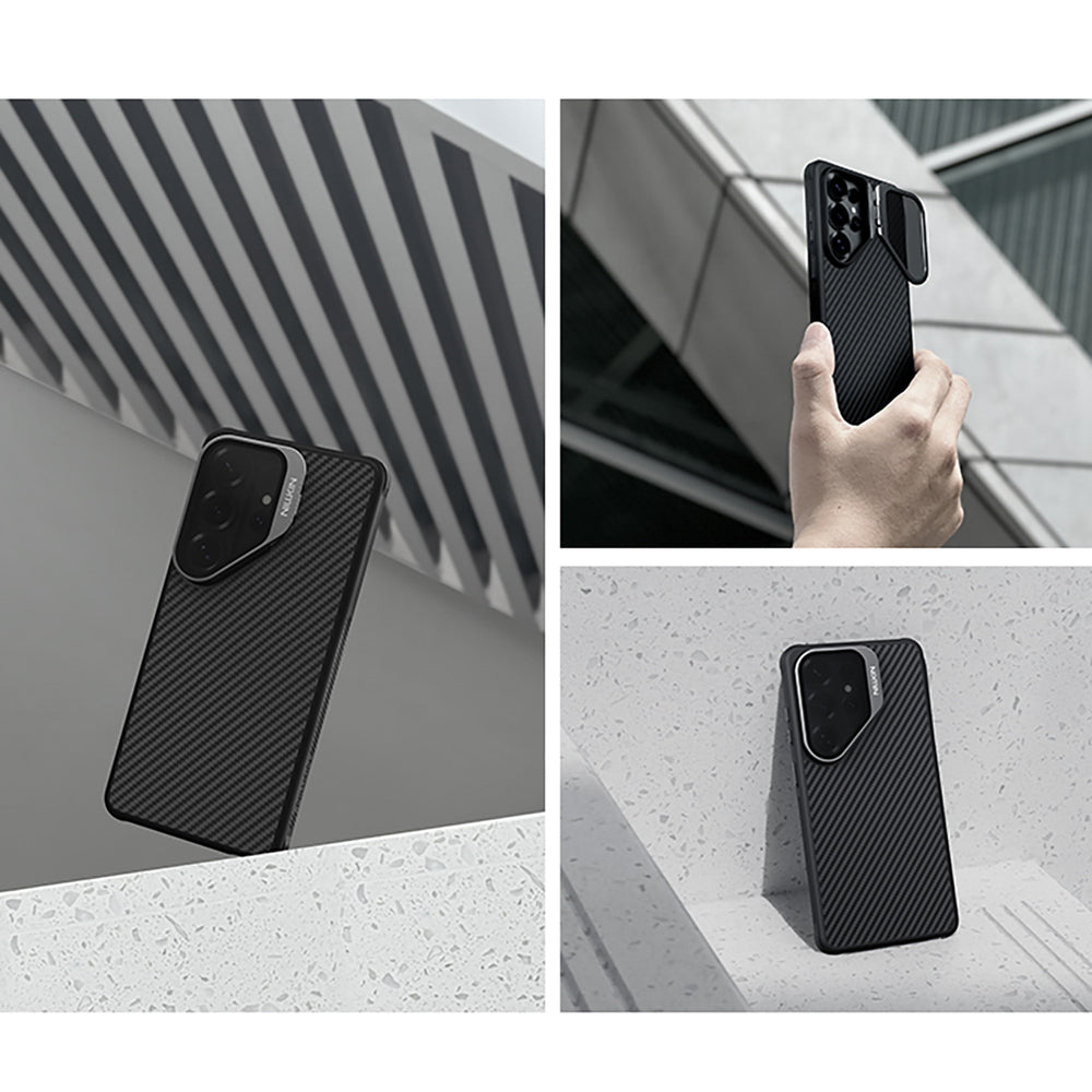 Nillkin CarboProp Magnetisk Case med Kamera Cover og Stand Kompatibel med MagSafe til Samsung S26 Ultra - Sort