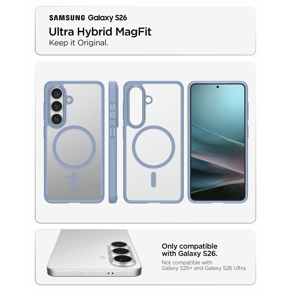 Spigen Ultra Hybrid Mag MagSafe Case til Samsung Galaxy S26 - Clear Blue