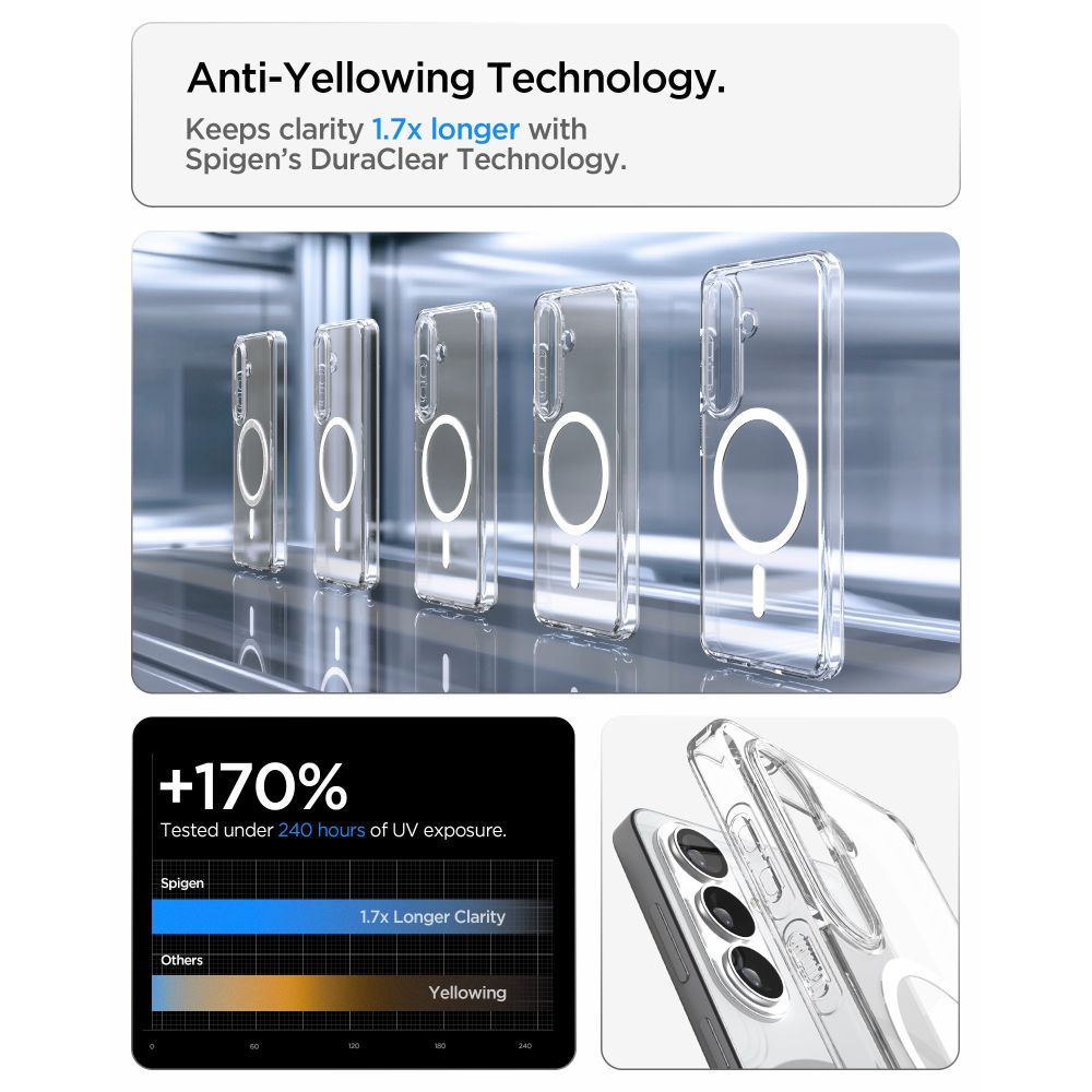 Spigen Ultra Hybrid Mag MagSafe Case til Samsung Galaxy S26+ - Klar og hvid