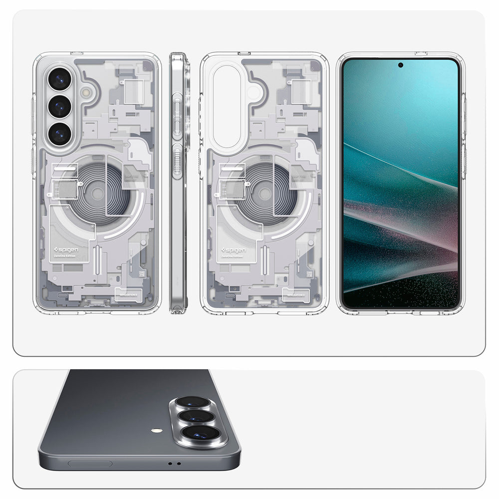 Spigen Ultra Hybrid Mag MagSafe Case til Samsung Galaxy S26+ Zero One - Klar og hvid