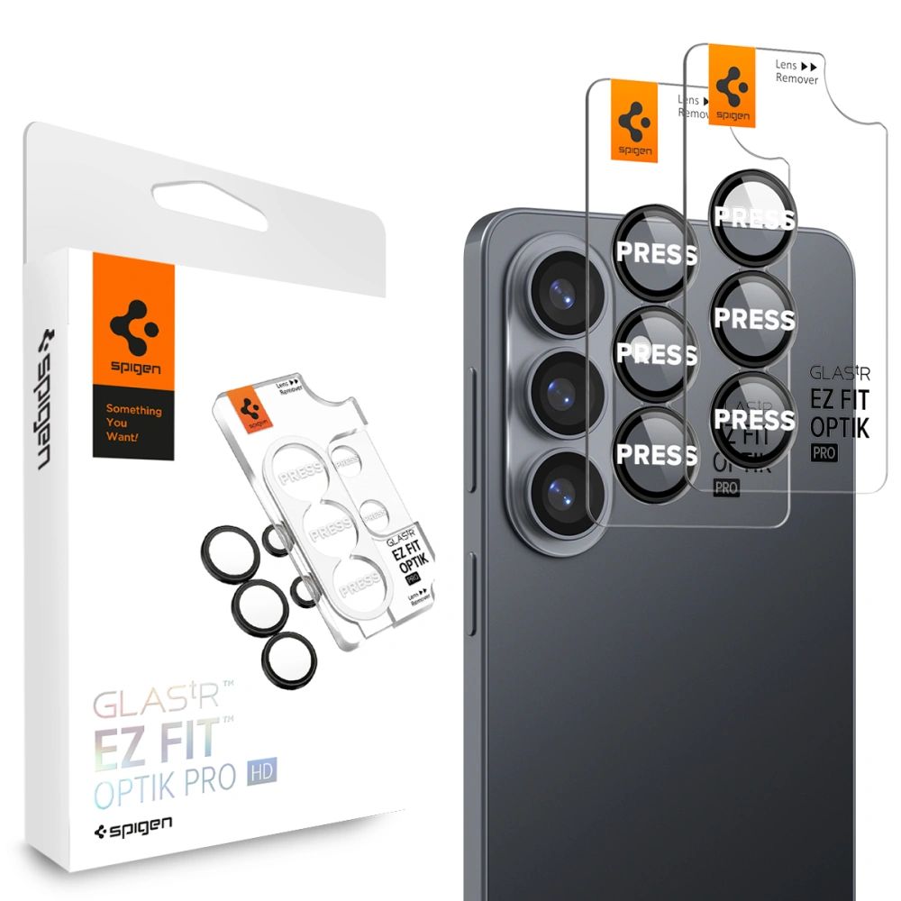 Spigen Glas.Tr Ez Fit Optik Pro HD Camera Cover 2-pakke til Samsung Galaxy S26+ - sort