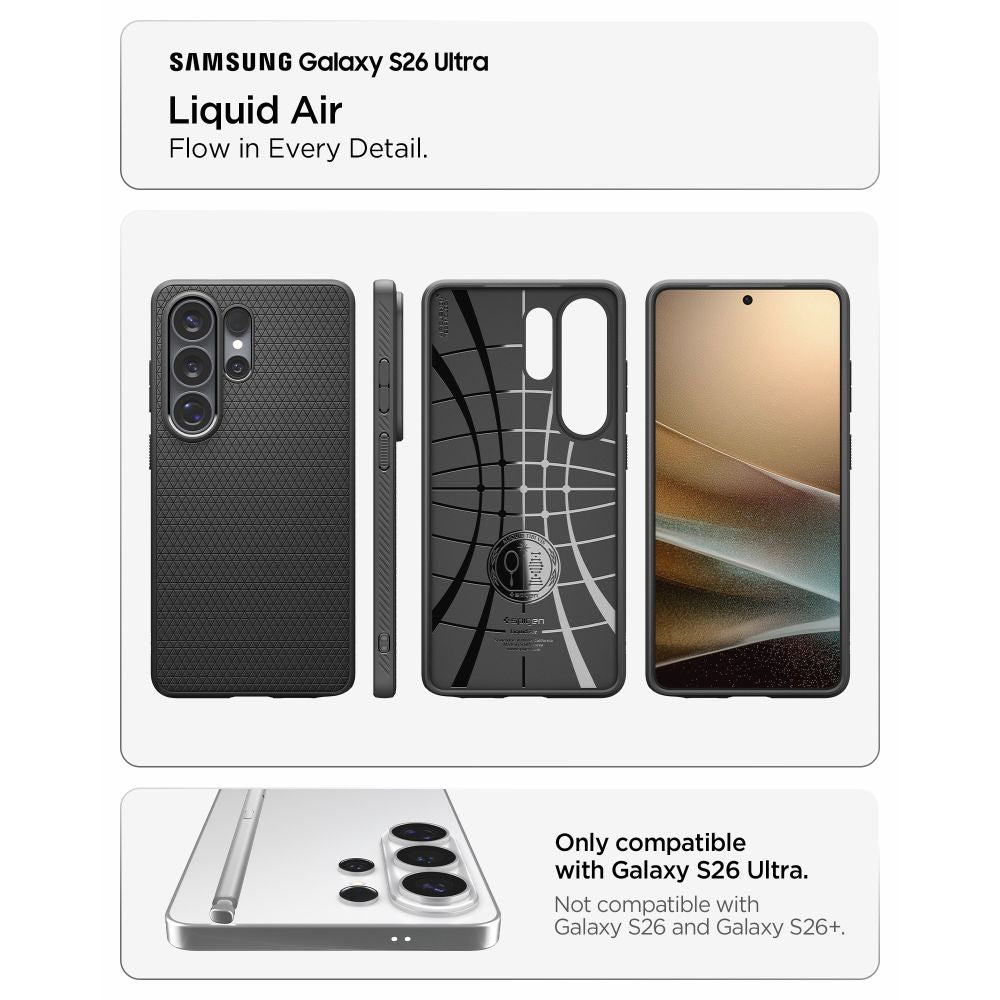 Spigen Liquid Air Case til Samsung Galaxy S26 Ultra - sort