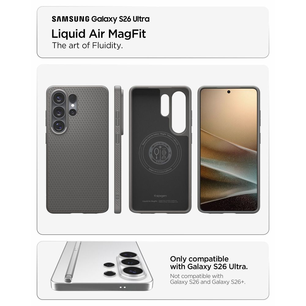 Spigen Liquid Air Mag MagSafe Case til Samsung Galaxy S26 Ultra - Grå
