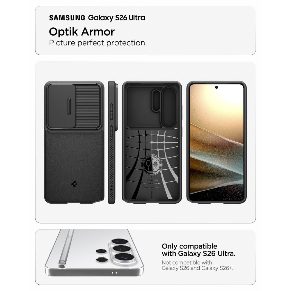 Spigen Optik Armor Case til Samsung Galaxy S26 Ultra - sort