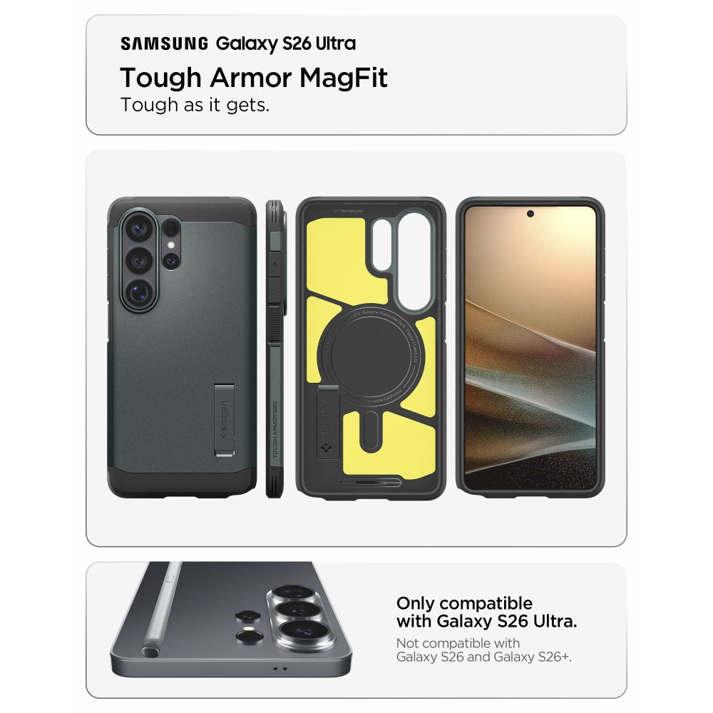 Spigen Tough Armor Mag MagSafe Case til Samsung Galaxy S26 Ultra - Grøn