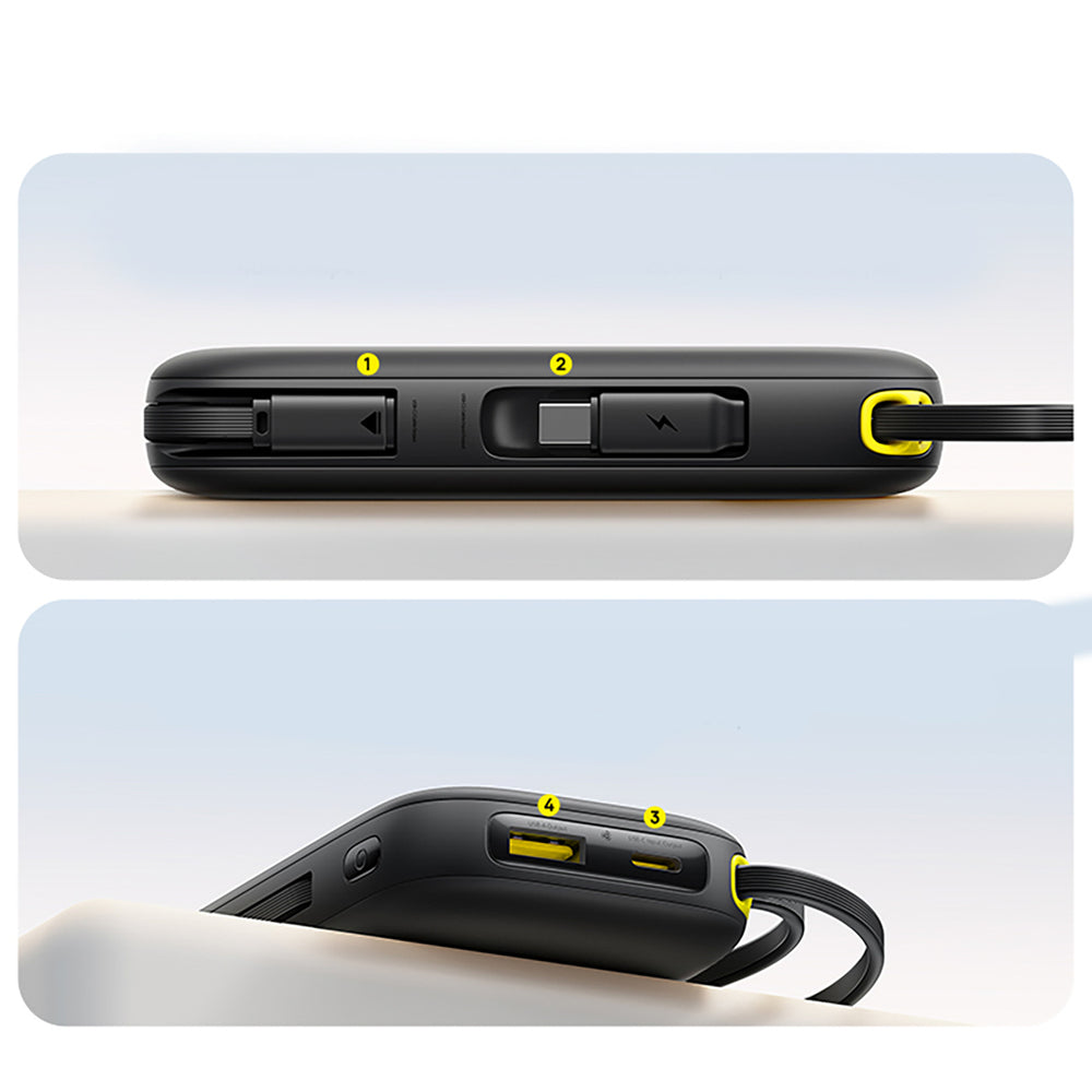 Baseus EnerFill FC31 QPow3 20000mAh 45W Power Bank with Digital Display with 2 Built-in USB-C Cables - Black