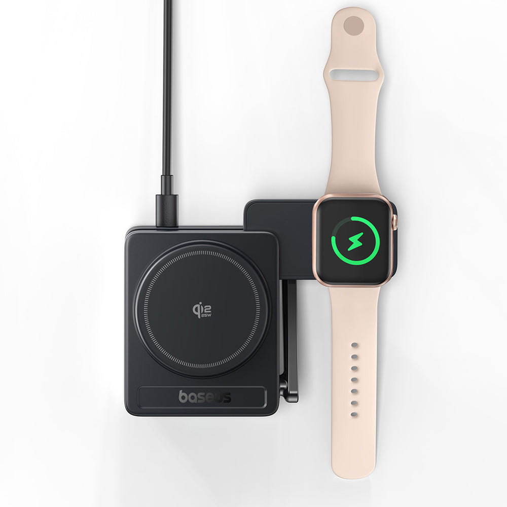 Baseus PicoGo AF21 3-in-1 Qi2.2 35W Wireless Charger with 1m USB-C Cable - Black