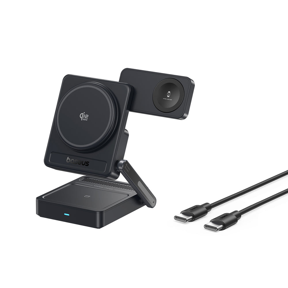 Baseus PicoGo AF21 3-in-1 Qi2.2 35W Wireless Charger with 1m USB-C Cable - Black
