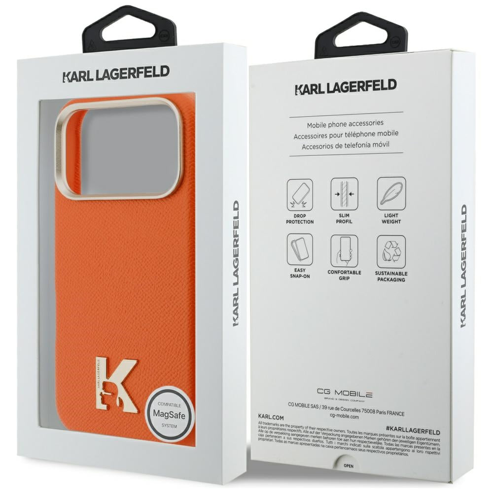 Karl Lagerfeld Karl Head Logo MagSafe Case for iPhone 17 Pro Max - Orange