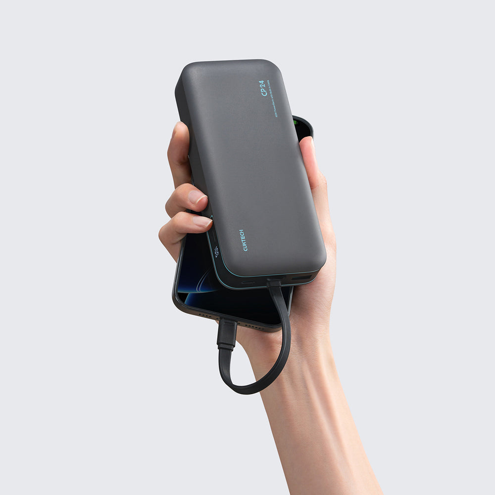 Cuktech LPB200N 40W 20000mAh Powerbank med integreret kabel - Grå