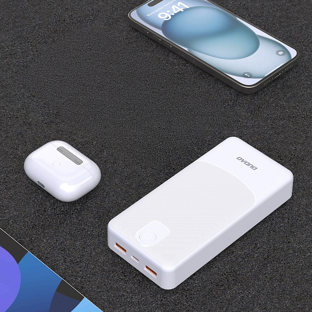 Dudao K10Pro Power Bank 2.4A 20000mAh 2 x USB-A - Hvid