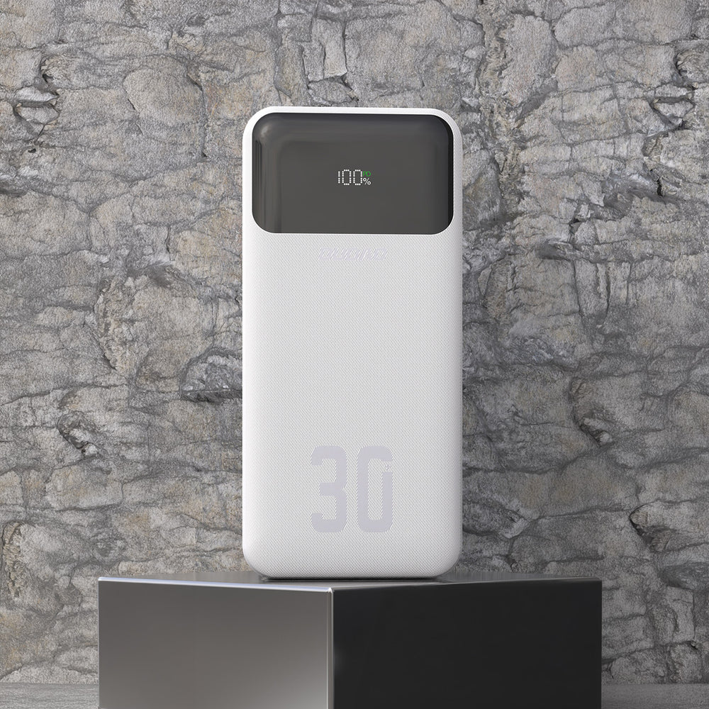 Dudao K15Max 30000mAh PD 22.5W Powerbank med USB-C og Lightning Kabler - Hvid