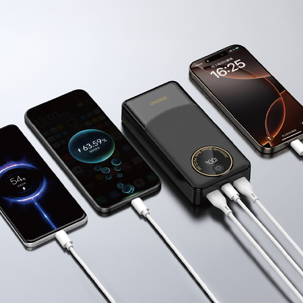 Dudao K12Pro Power Bank 22.5W PD 20000mAh USB-A, USB-C - sort