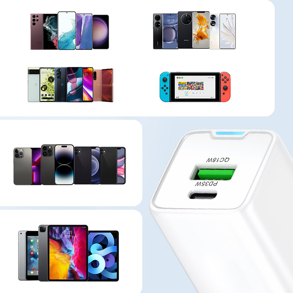 Wozinsky WWC-35W GaN USB-A + USB-C Wall Charger - White