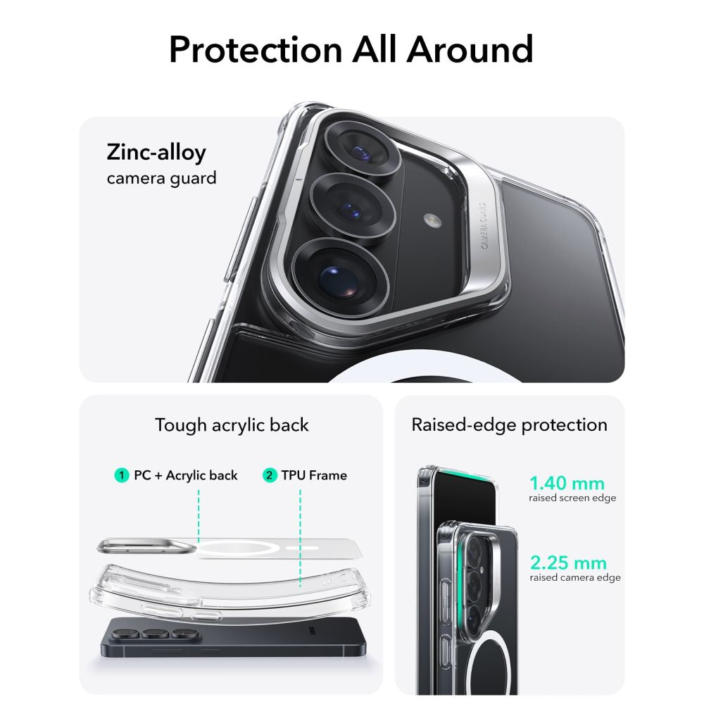 ESR Classic Hybrid Kickstand MagSafe Case til Samsung Galaxy S26+ - Gennemsigtig