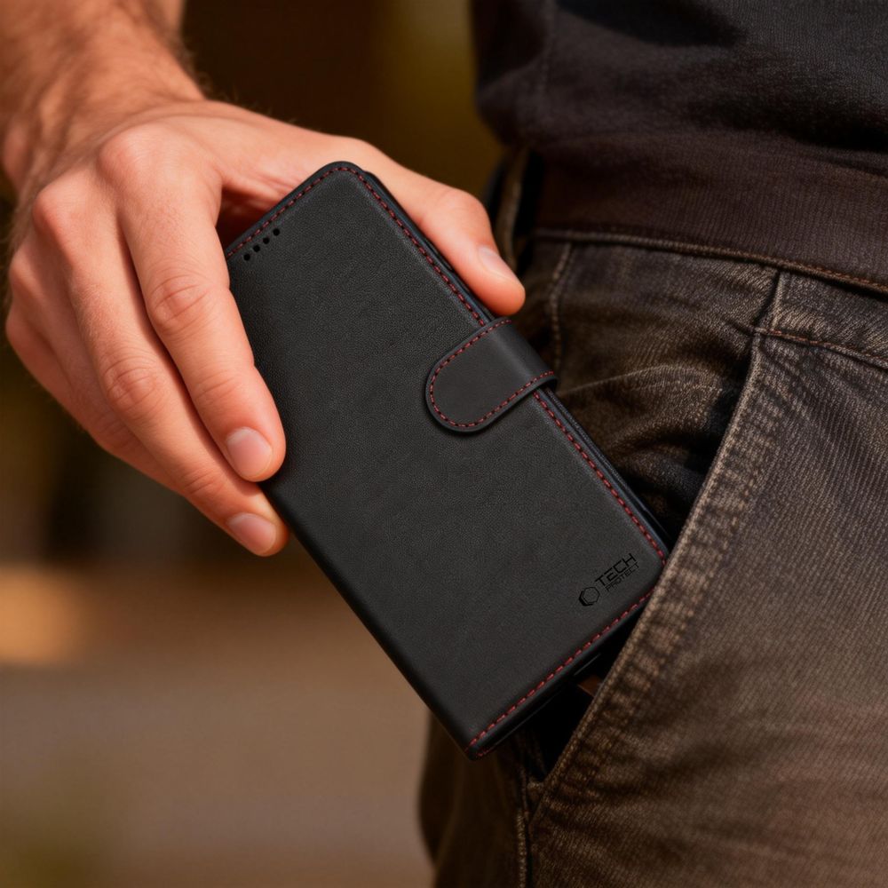 Tech-Protect Wallet Case til Samsung Galaxy S26 - sort og rød