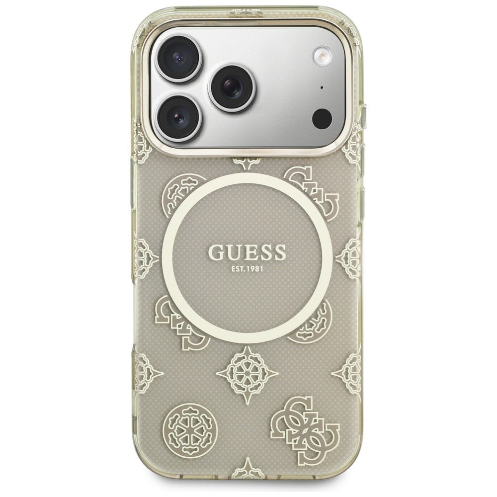 Guess IML Peony Dot MagSafe Case til iPhone 17 Pro - Beige