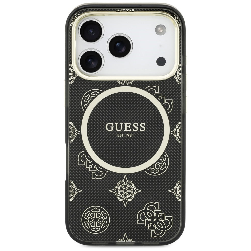 Guess IML Peony Dot MagSafe Case til iPhone 17 Pro - sort