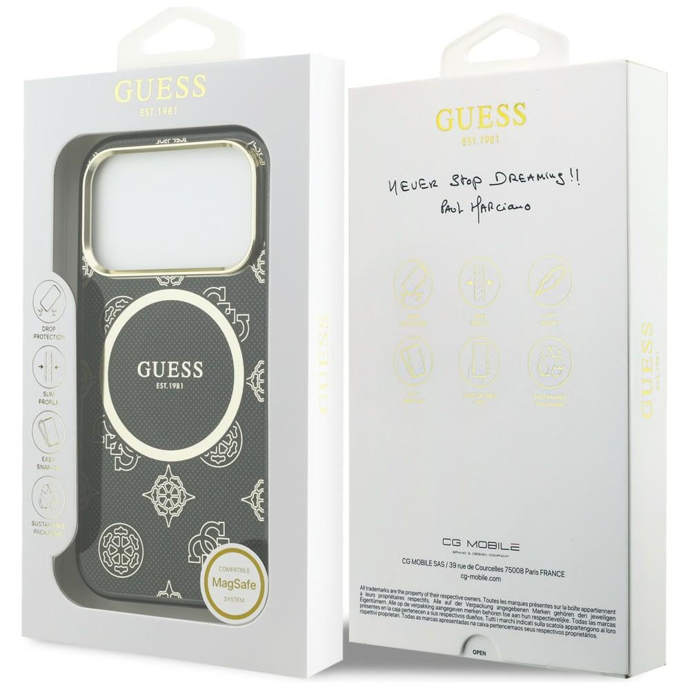 Guess IML Peony Dot MagSafe Case til iPhone 17 Pro - sort