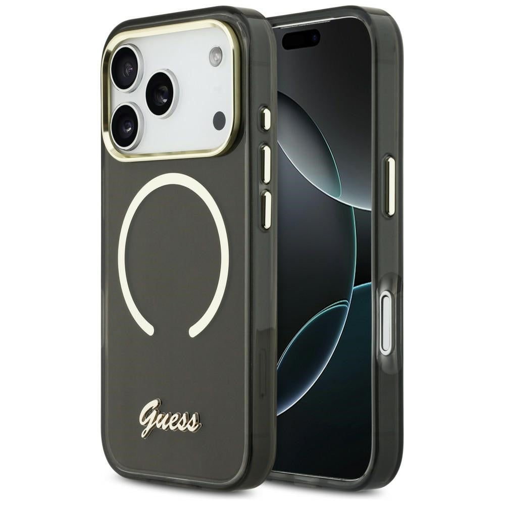 Guess IML Script Metal MagSafe Case til iPhone 17 Pro - sort