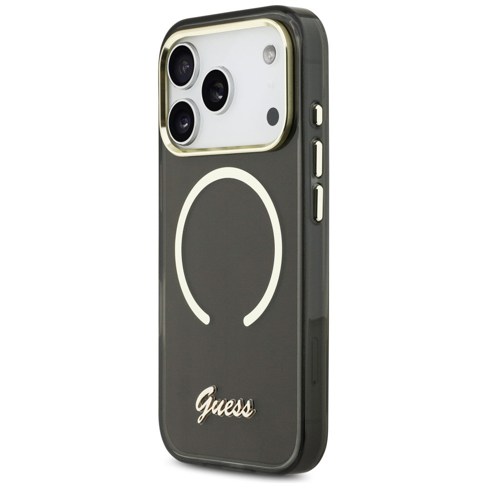 Guess IML Script Metal MagSafe Case til iPhone 17 Pro - sort