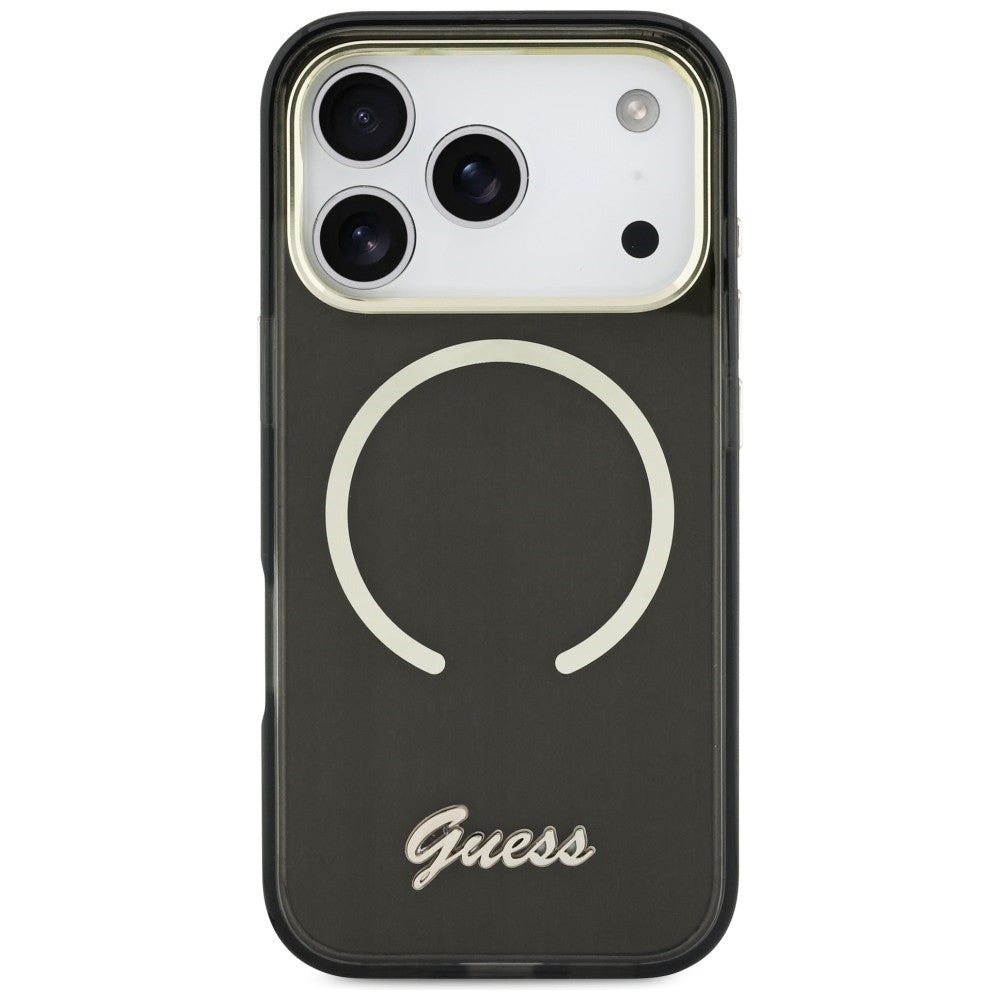 Guess IML Script Metal MagSafe Case til iPhone 17 Pro - sort