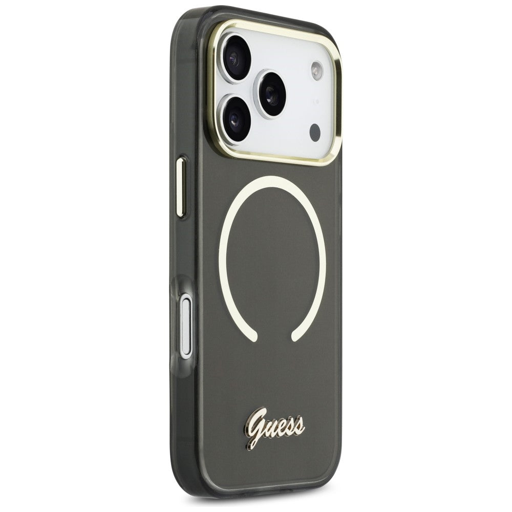 Guess IML Script Metal MagSafe Case til iPhone 17 Pro - sort
