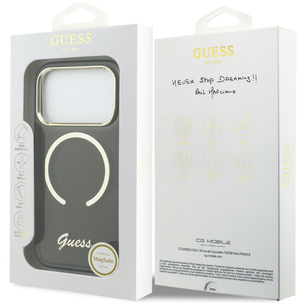 Guess IML Script Metal MagSafe Case til iPhone 17 Pro - sort