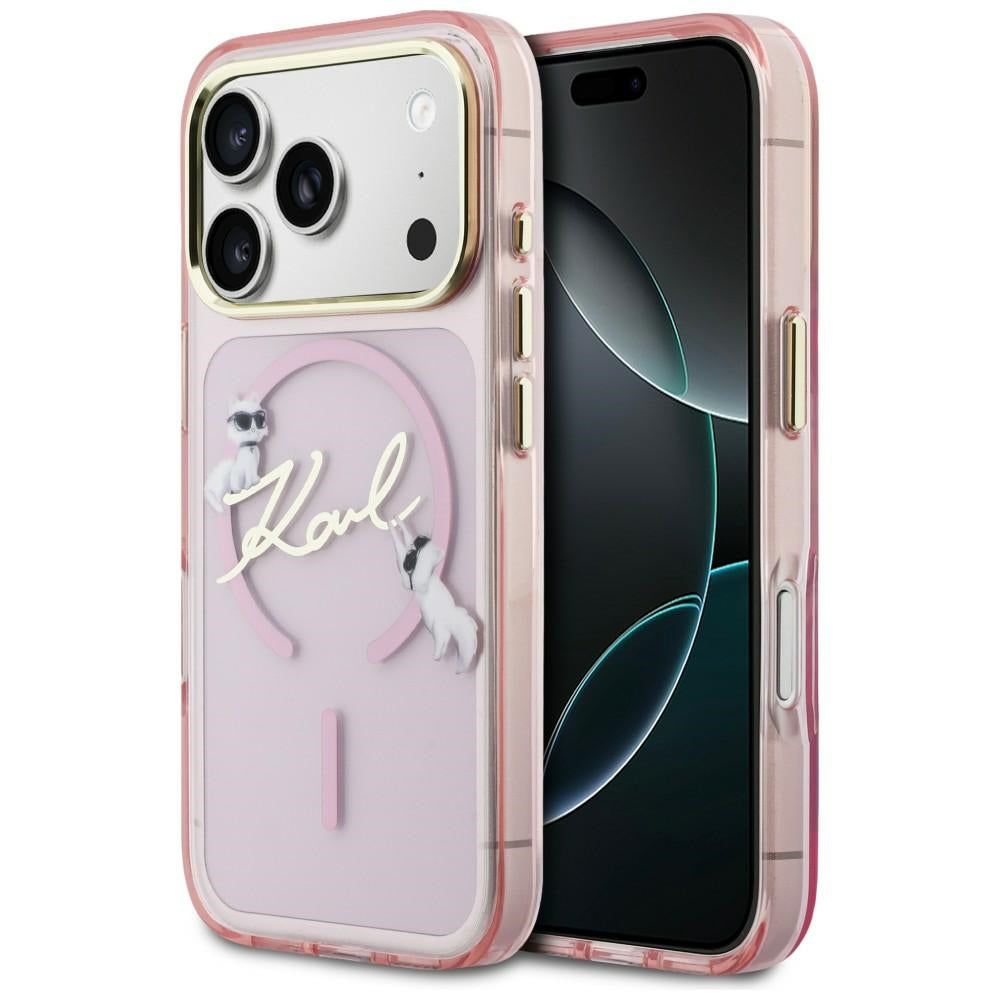 Karl Lagerfeld IML Choupettes Karl Script Logo MagSafe Case til iPhone 17 Pro - Pink