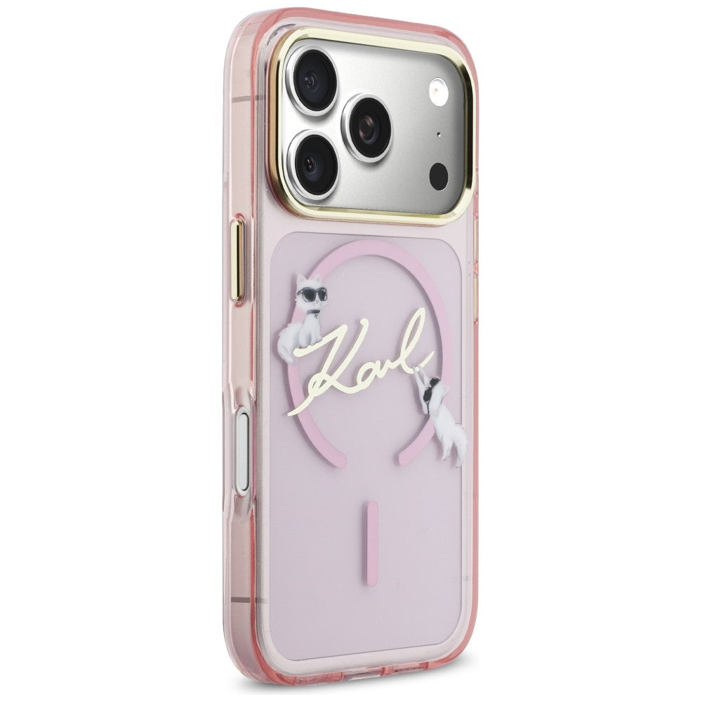 Karl Lagerfeld IML Choupettes Karl Script Logo MagSafe Case til iPhone 17 Pro - Pink